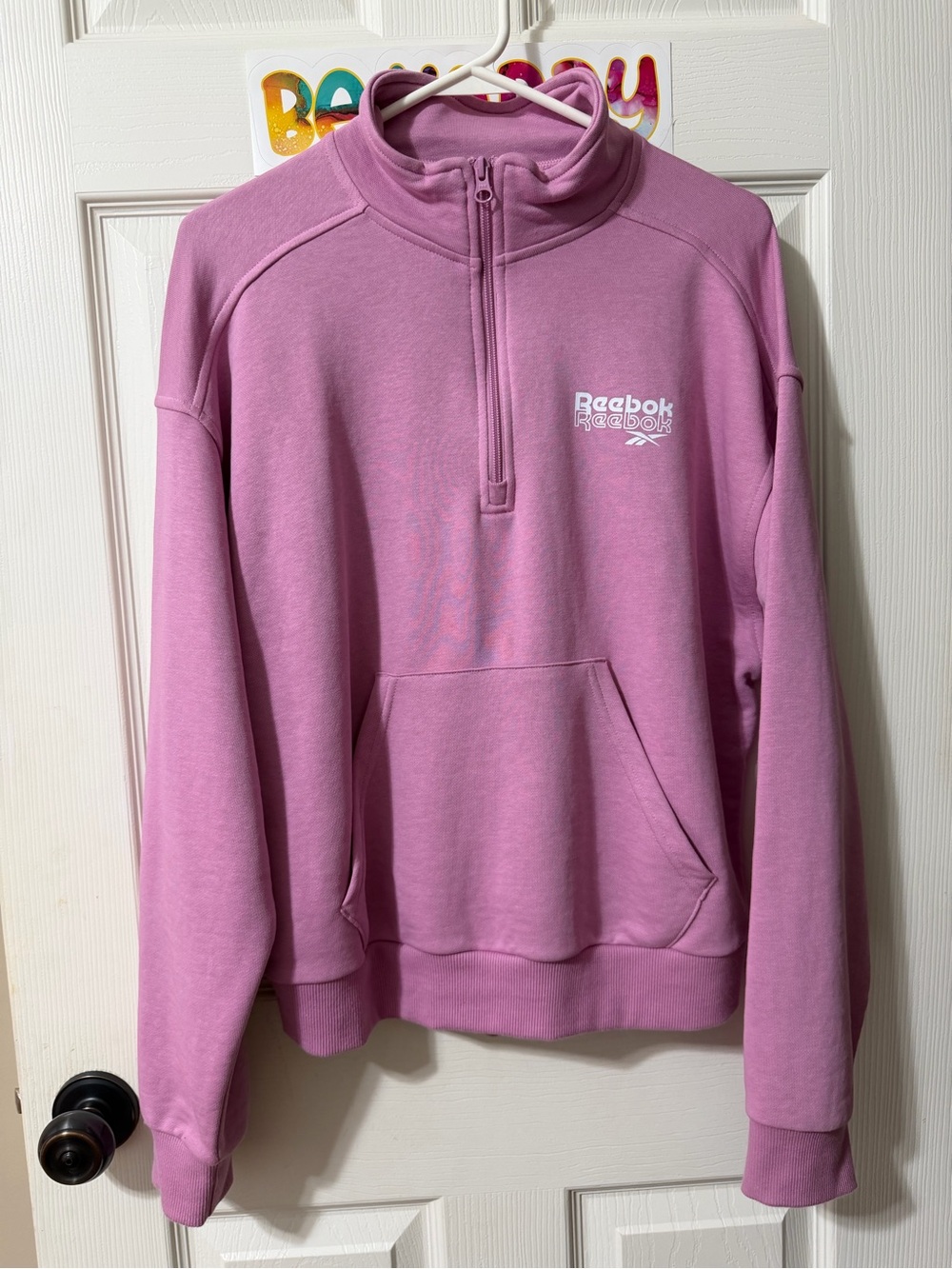 Reebok Pinkish Half-Zip Cowl Neck Pullover